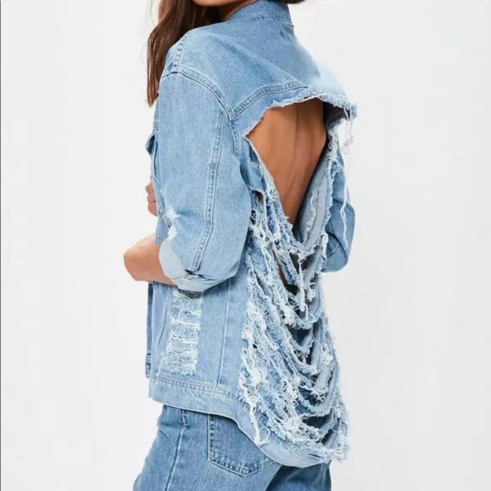 Missguided Denim Jacket Shredded